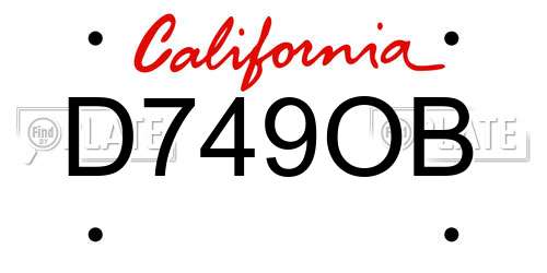 D749OB California License Plate