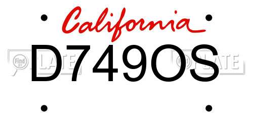 D749OS California License Plate