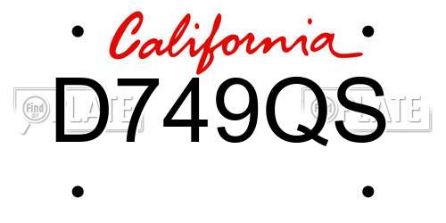 D749QS California License Plate