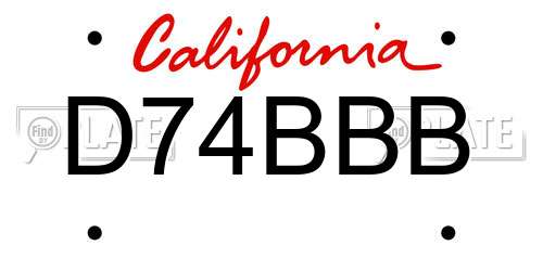 D74BBB California License Plate