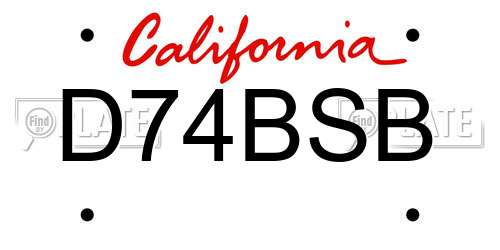 D74BSB California License Plate