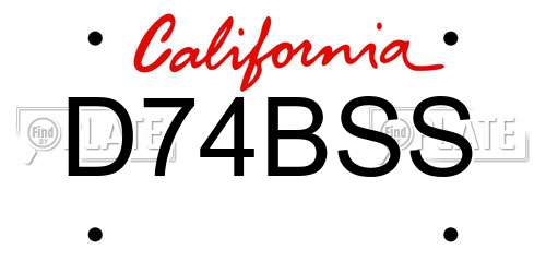 D74BSS California License Plate