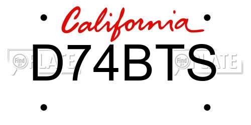 D74BTS California License Plate