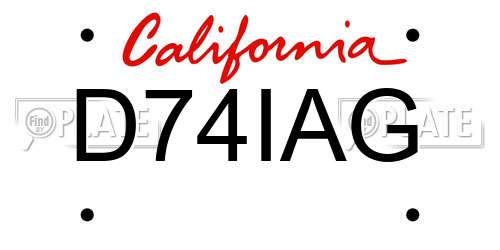 D74IAG California License Plate