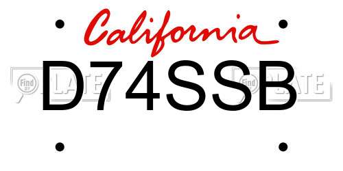 D74SSB California License Plate