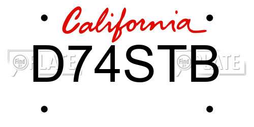 D74STB California License Plate