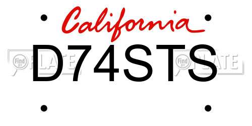 D74STS California License Plate