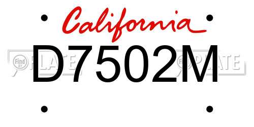 D7502M California License Plate
