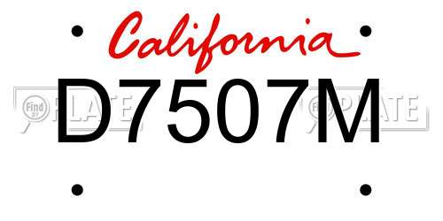 D7507M California License Plate