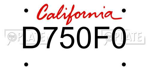 D750F0 California License Plate