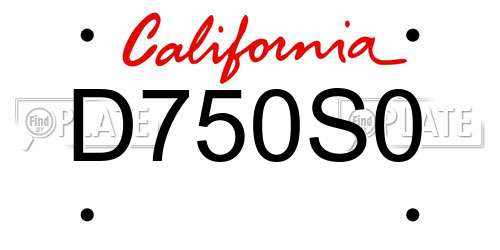 D750S0 California License Plate