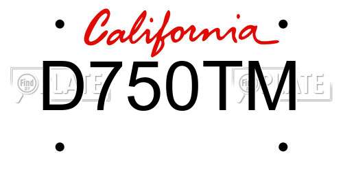 D750TM California License Plate