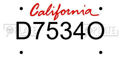 D7534O California License Plate