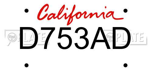 D753AD California License Plate