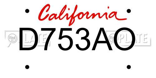 D753AO California License Plate