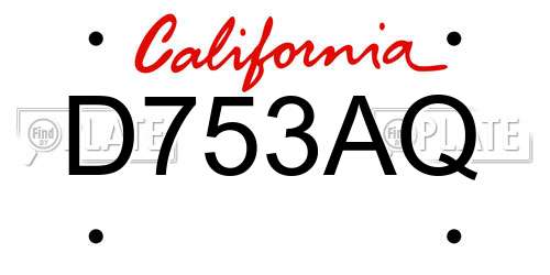 D753AQ California License Plate