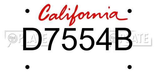 D7554B California License Plate