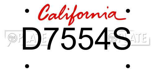 D7554S California License Plate