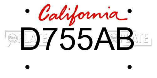 D755AB California License Plate
