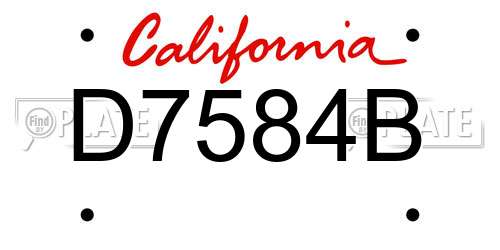 D7584B California License Plate