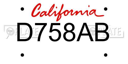 D758AB California License Plate