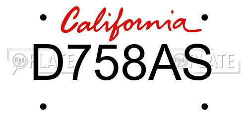 D758AS California License Plate