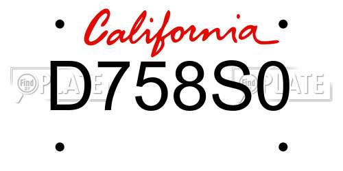 D758S0 California License Plate