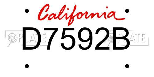 D7592B California License Plate