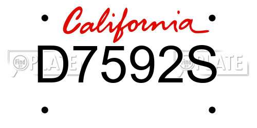 D7592S California License Plate