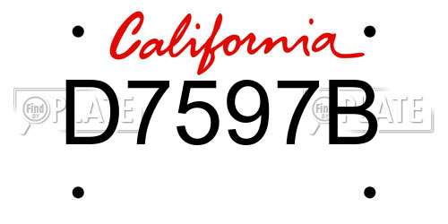 D7597B California License Plate