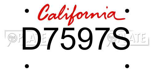 D7597S California License Plate