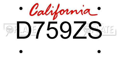 D759ZS California License Plate