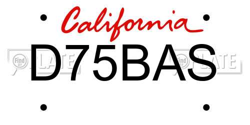 D75BAS California License Plate
