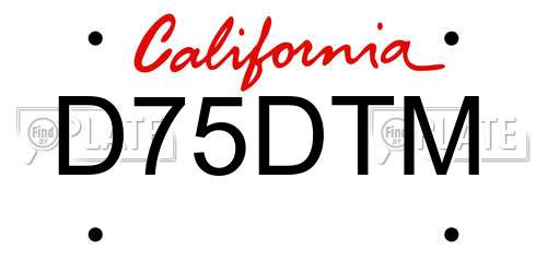 D75DTM California License Plate