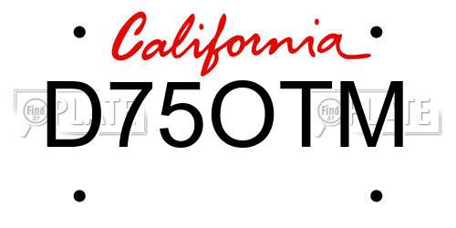 D75OTM California License Plate