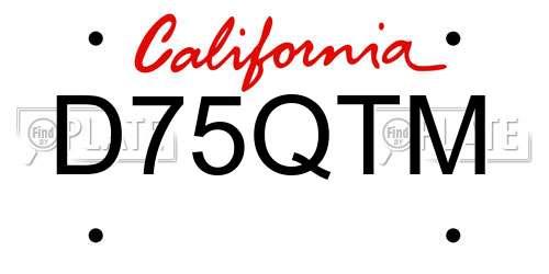 D75QTM California License Plate