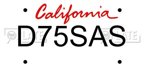 D75SAS California License Plate