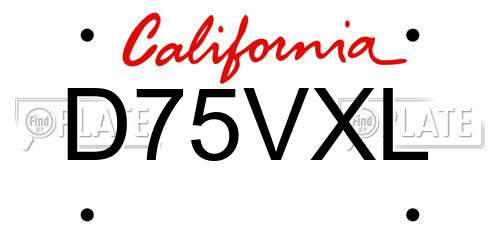 D75VXL California License Plate