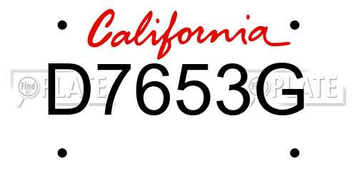 D7653G California License Plate