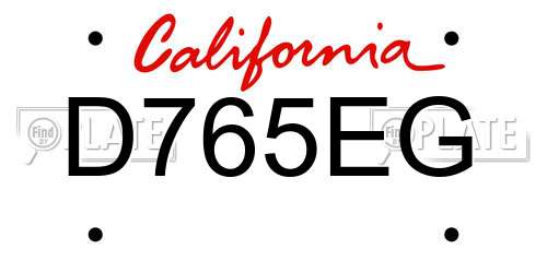 D765EG California License Plate