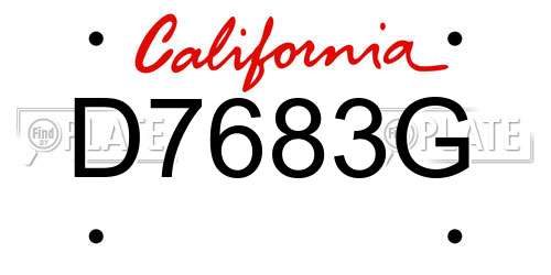 D7683G California License Plate