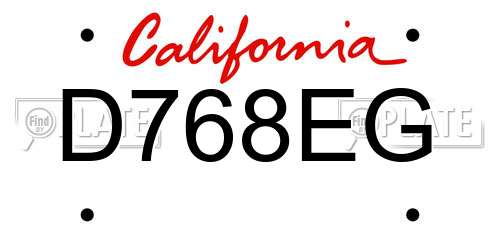 D768EG California License Plate