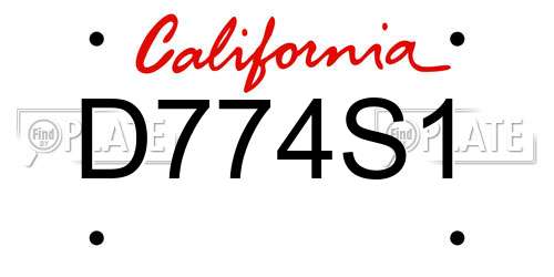D774S1 California License Plate