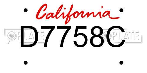 D7758C California License Plate