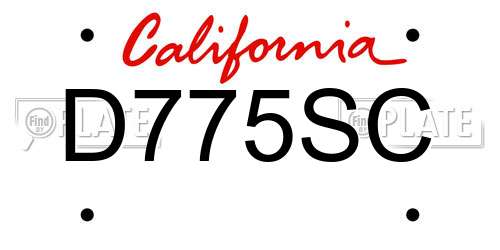 D775SC California License Plate