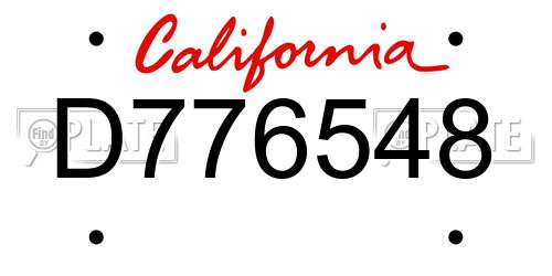 D776548 California License Plate