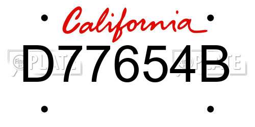 D77654B California License Plate