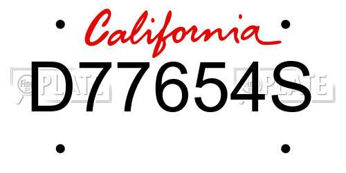 D77654S California License Plate