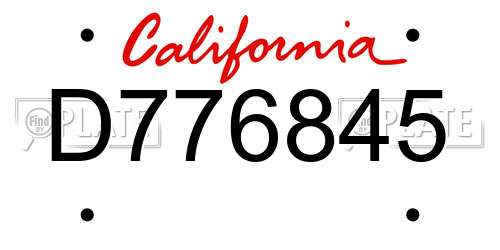 D776845 California License Plate