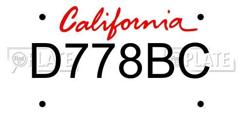 D778BC California License Plate